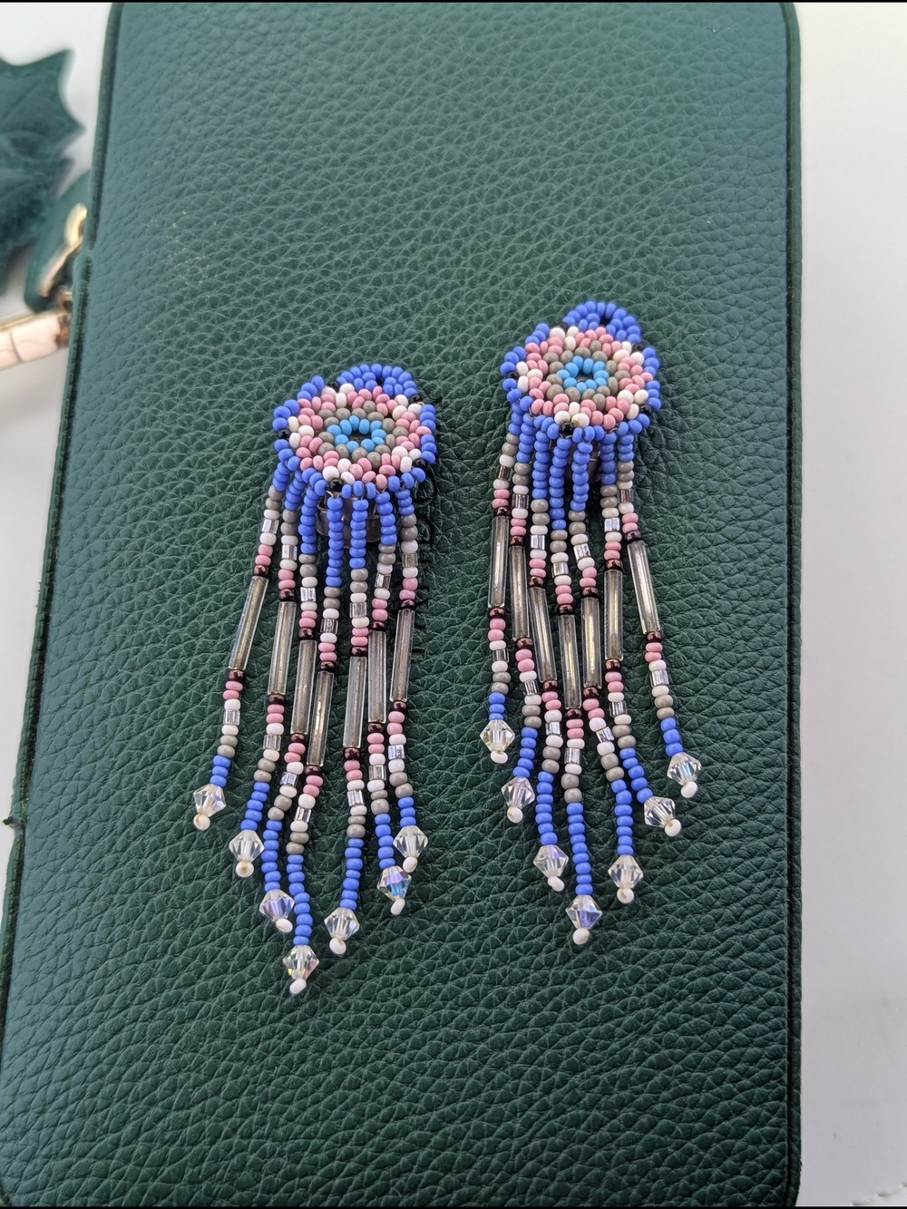 ✨ Indigenous Style Hand Beaded Tassel Earrings Pastel Mandala Design ✨
